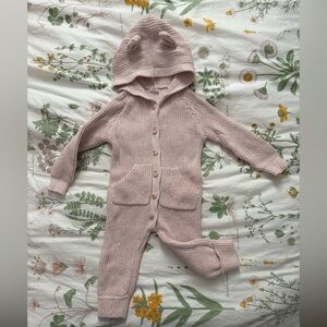 Jamie Kay Blush Knit Hooded Onesie